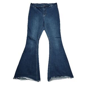 Fashion Jeans High Rise Bell Flare XL (32x32) Blue Super Stretch Denim Juniors